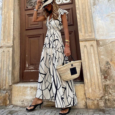 Damen Moderne Bedrucktes ärmelloses Ibiza Kleid | Maxi