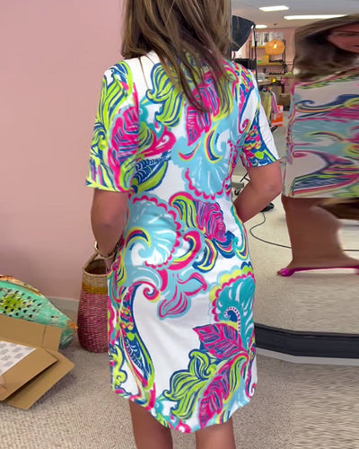 Damen Bedrucktes lässiges Sommer Ibiza Kleid | Mini