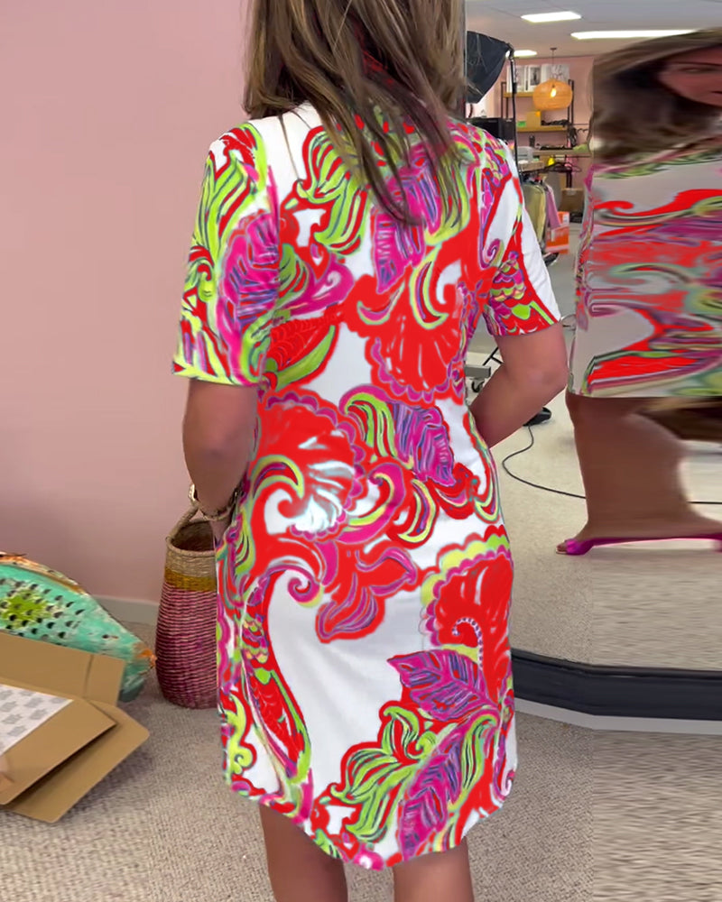 Damen Bedrucktes lässiges Sommer Ibiza Kleid | Mini