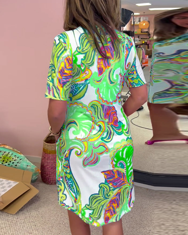 Damen Bedrucktes lässiges Sommer Ibiza Kleid | Mini