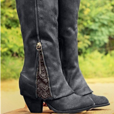 Damen Cowboystiefel mit Reißverschluss | Bestickt