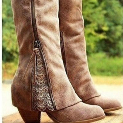 Damen Cowboystiefel mit Reißverschluss | Bestickt