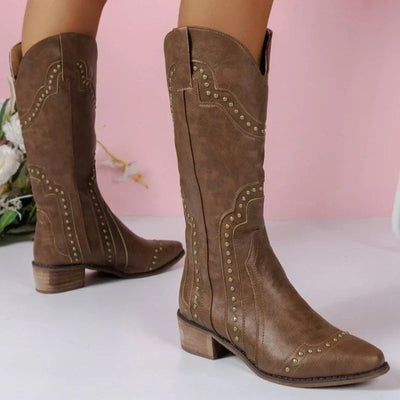 Damen Schlupf Cowboystiefel | Bestickt