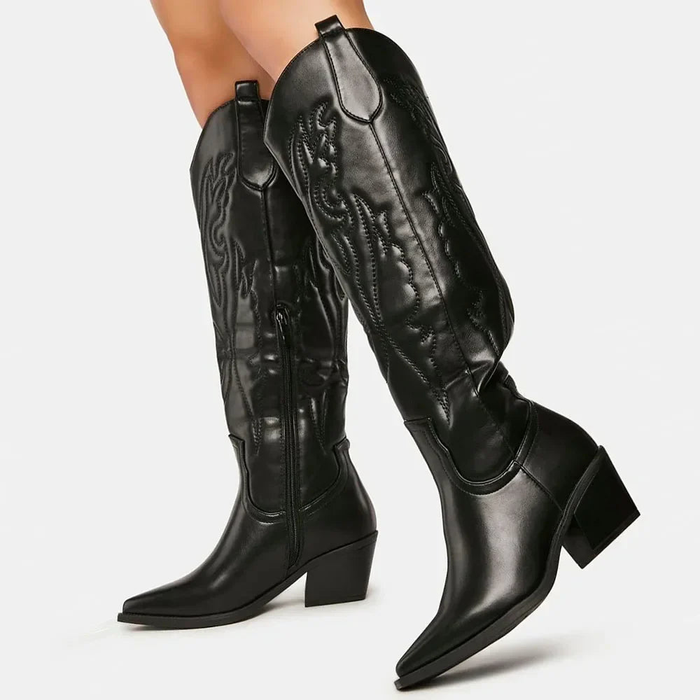 Damen Western Cowboystiefel | Weiß und Schwarz