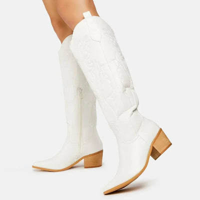 Damen Western Cowboystiefel | Weiß und Schwarz
