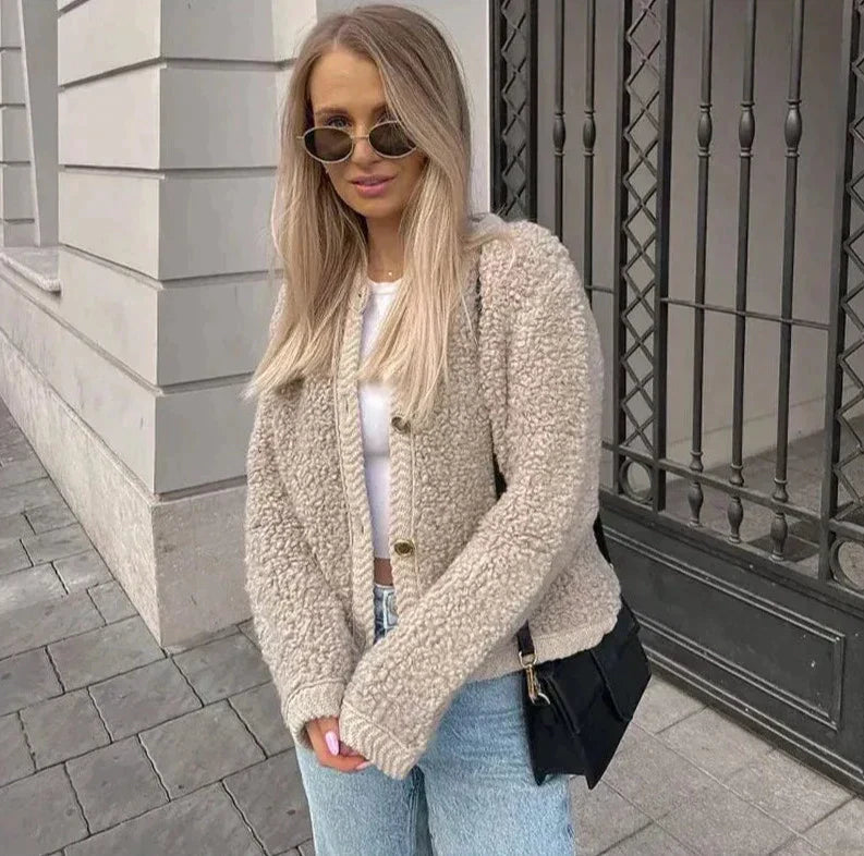 Elegancki damski płaszcz teddy | Na co dzień