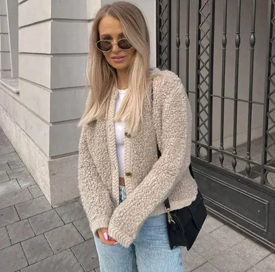 Elegancki damski płaszcz teddy | Na co dzień