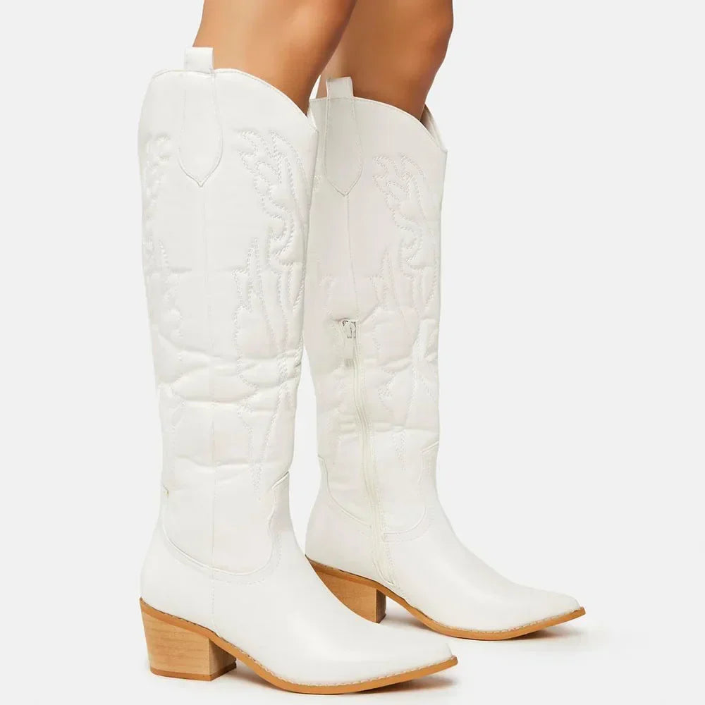 Damen Western Cowboystiefel | Weiß und Schwarz