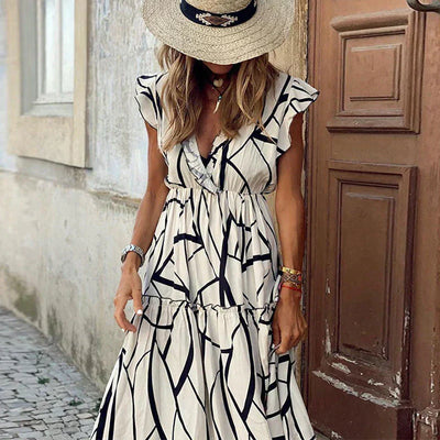 Damen Moderne Bedrucktes ärmelloses Ibiza Kleid | Maxi